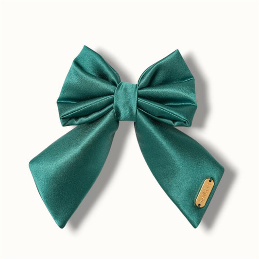 Satin Green Flair Bow